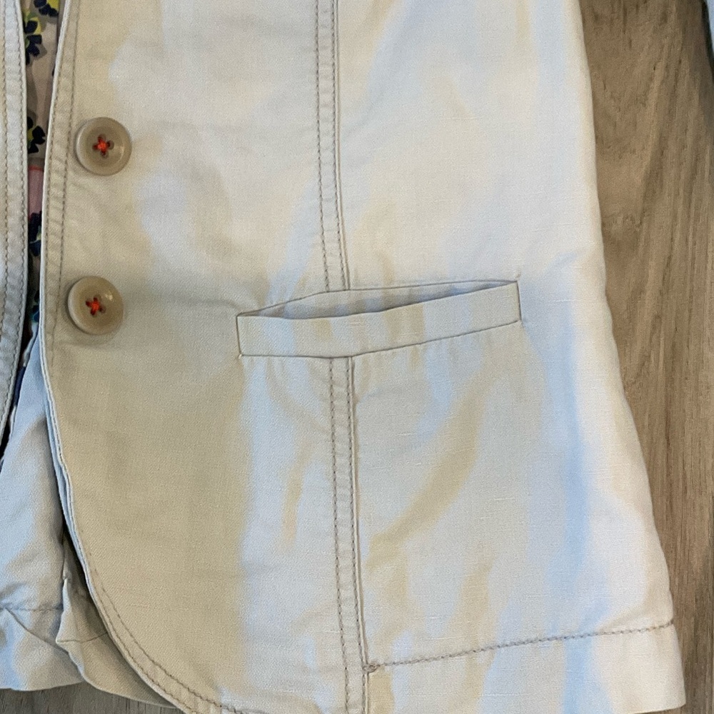 Vintage Boden Light Gray Blazer with Floral Lining Size 4 - Picture 9 of 12